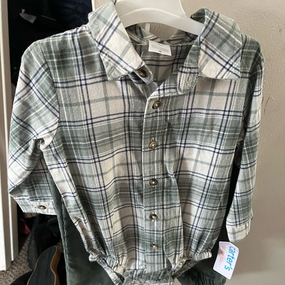 Carter's Green Plaid Kids Shirt